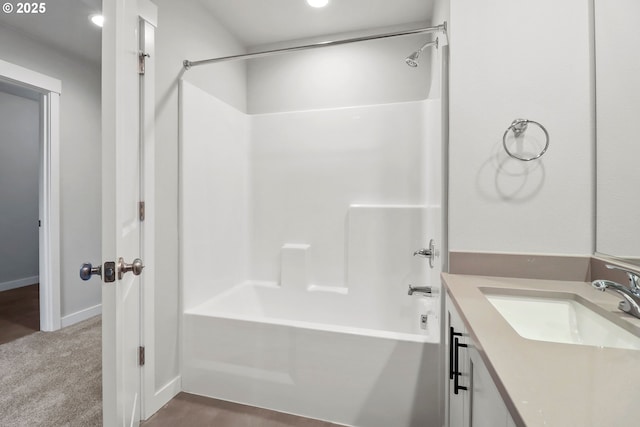 bathroom featuring vanity and shower / washtub combination