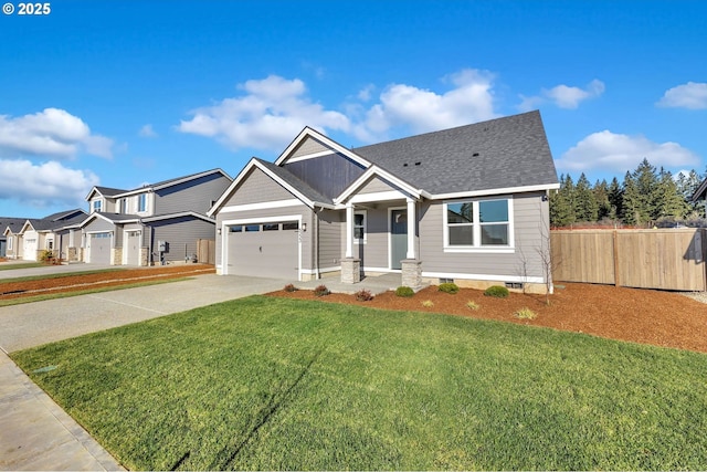 5591 N 93rd Ave Unit Lt206, Camas, WA 98607 - craftsman inspired home featuring a garage, crawl space, fence, a front lawn, and concrete driveway