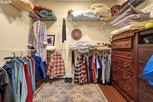 spacious closet with wood finished floors