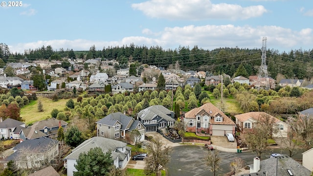 birds eye view of property with a residential view