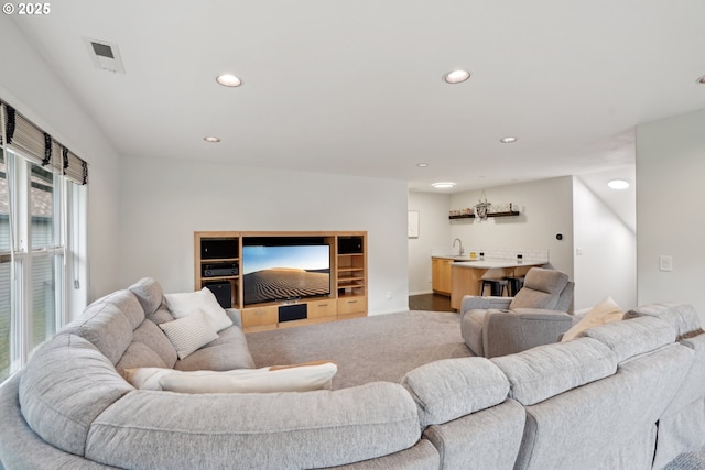 living room featuring wet bar