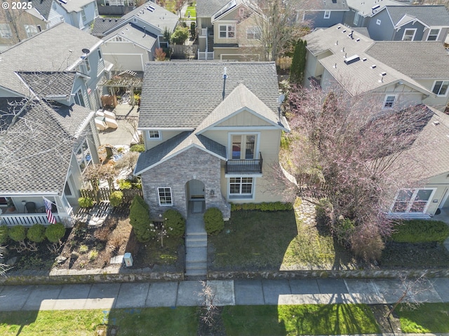 aerial view with a residential view