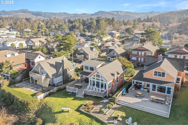 drone / aerial view with a mountain view