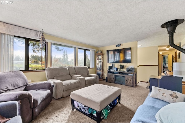 835 E 4th St, La Center, WA 98629 - living area featuring carpet and a textured ceiling