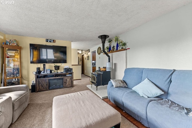 835 E 4th St, La Center, WA 98629 - living room with light carpet and a textured ceiling