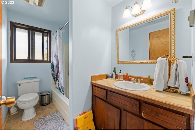 835 E 4th St, La Center, WA 98629 - full bath featuring vanity, shower / bathtub combination with curtain, and tile patterned flooring