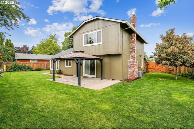 1722 Sequoia Ct, Forest Grove, OR 97116 - rear view of house featuring a gazebo, a patio, a chimney, and a fenced backyard