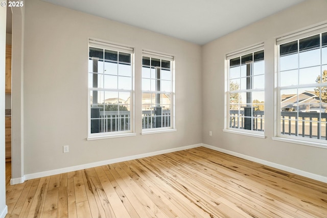 empty room featuring plenty of natural light and light hardwood / wood-style flooring