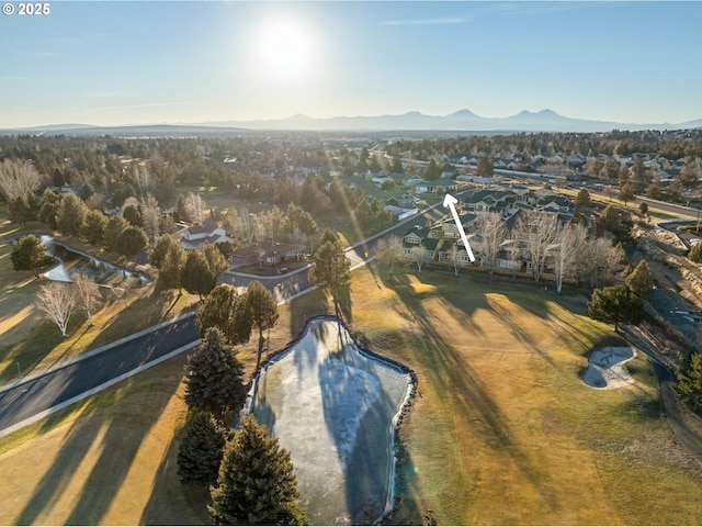 drone / aerial view with a mountain view