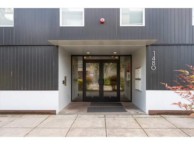 view of exterior entry with french doors