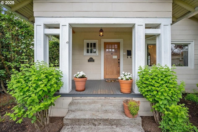 entrance to property with covered porch