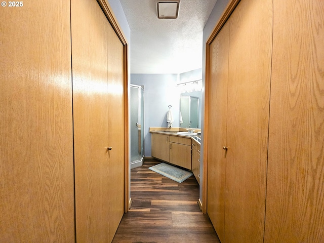 3300 NE 164th St Unit S-1, Ridgefield, WA 98642 - corridor featuring dark wood-type flooring, a textured ceiling, and a sink