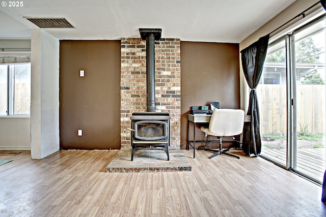 21408 SE Main St, Gresham, OR 97030 - office with a wood stove and wood finished floors