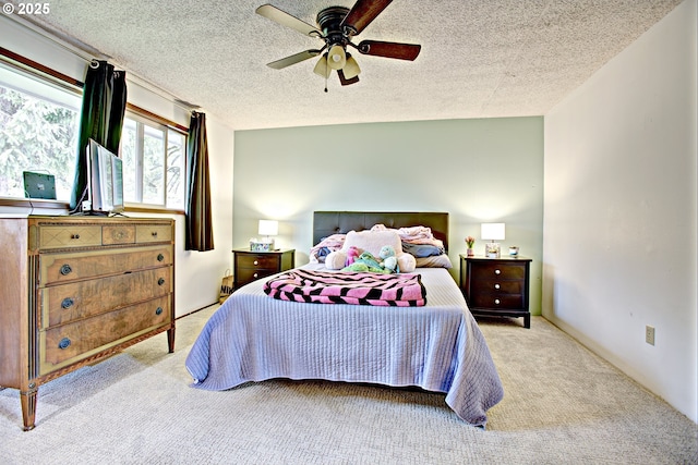 21408 SE Main St, Gresham, OR 97030 - bedroom featuring carpet flooring, a textured ceiling, and ceiling fan