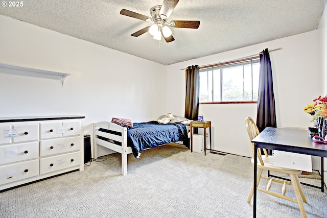 21408 SE Main St, Gresham, OR 97030 - bedroom with light colored carpet, a textured ceiling, ceiling fan, and an office area