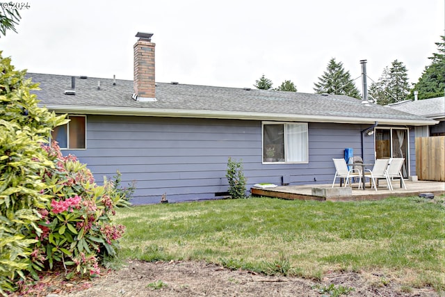 21408 SE Main St, Gresham, OR 97030 - back of house with a patio, a chimney, and a shingled roof