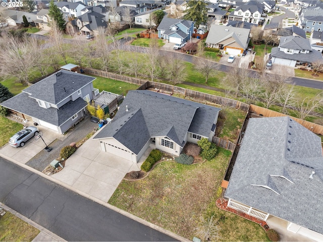 aerial view with a residential view