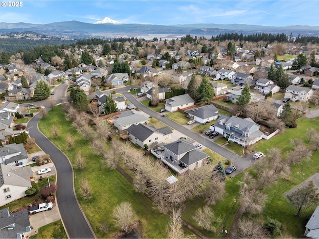 birds eye view of property featuring a residential view and a mountain view