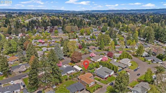 birds eye view of property with a residential view
