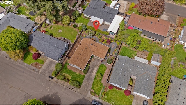 drone / aerial view with a residential view