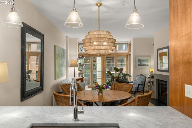 dining area with sink