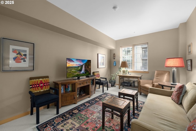 living room featuring carpet floors