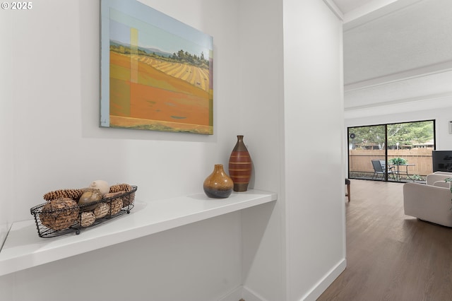 corridor featuring hardwood / wood-style floors