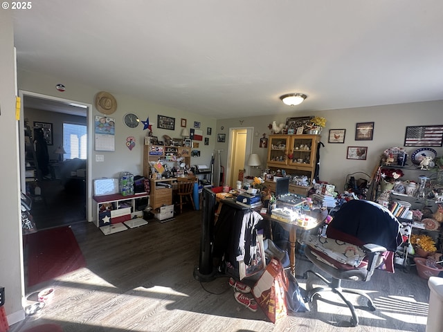 dining area with dark wood-type flooring