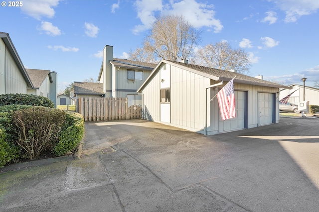 exterior space featuring a garage