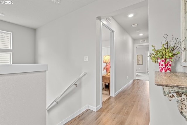 3477 SE Salmonfly Ln, Hillsboro, OR 97123 - hall featuring an upstairs landing, light wood-style floors, and recessed lighting
