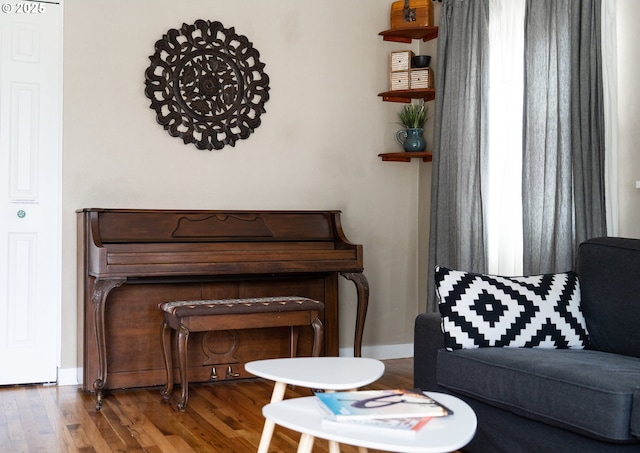 living room with hardwood / wood-style flooring