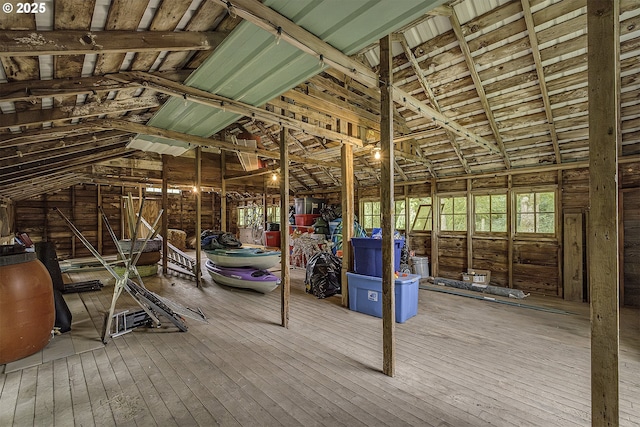 21445 NE Ornduff Rd, Hillsboro, OR 97123 - miscellaneous room with vaulted ceiling and wood-type flooring