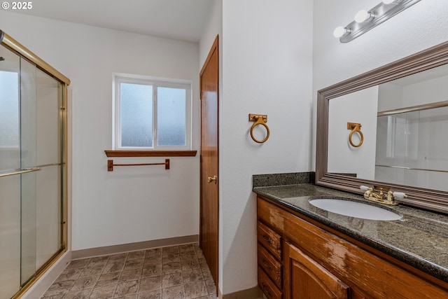 3116 NE 108th Ave, Portland, OR 97220 - bathroom featuring vanity, baseboards, and an enclosed shower