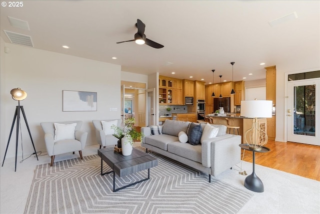 23680 SW Robson Ter, Sherwood, OR 97140 - living room with a ceiling fan and recessed lighting