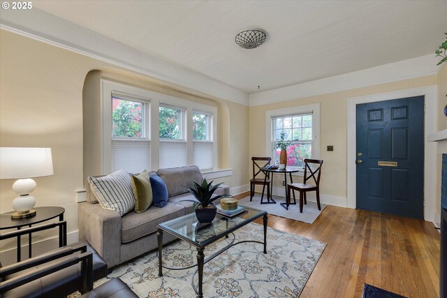 5851 NE 12th Ave, Portland, OR 97211 - living area with hardwood / wood-style floors and baseboards