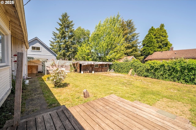 470 W 4th St, Coquille, OR 97423 - wooden terrace with an outbuilding