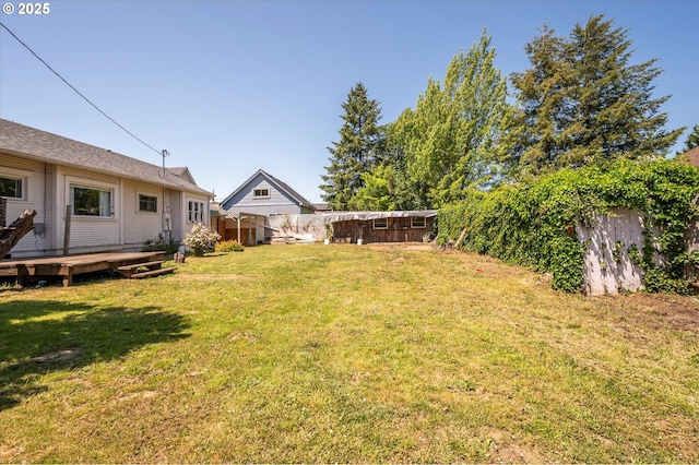 470 W 4th St, Coquille, OR 97423 - view of yard featuring a deck