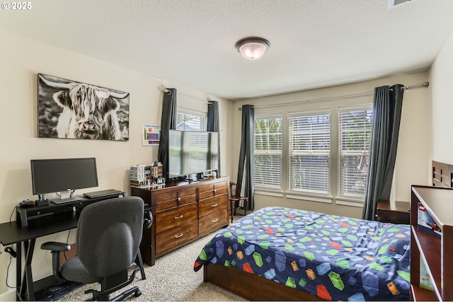 10183 NW Crossing Dr, Portland, OR 97229 - carpeted bedroom featuring a desk and a textured ceiling