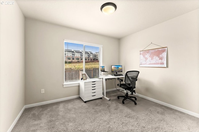 office area featuring carpet floors and baseboards