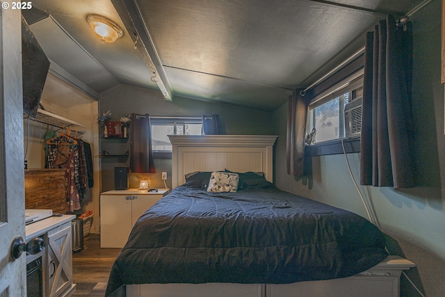 1646 E Gibbs Ave, Cottage Grove, OR 97424 - bedroom featuring dark wood-style flooring and vaulted ceiling