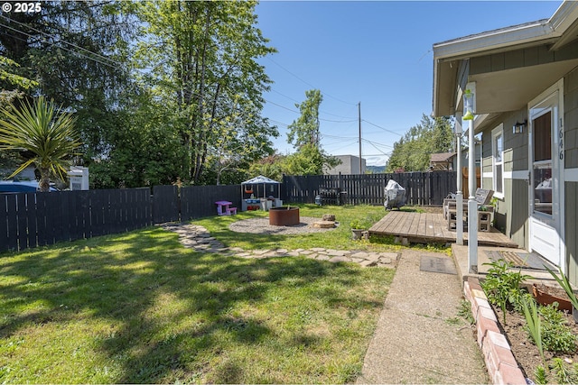 1646 E Gibbs Ave, Cottage Grove, OR 97424 - view of yard with a fenced backyard and a wooden deck