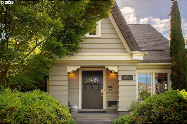 4052 NE 22nd Ave, Portland, OR 97212 - property entrance featuring a shingled roof