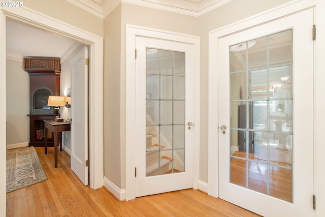 4052 NE 22nd Ave, Portland, OR 97212 - doorway with crown molding and light wood-style flooring