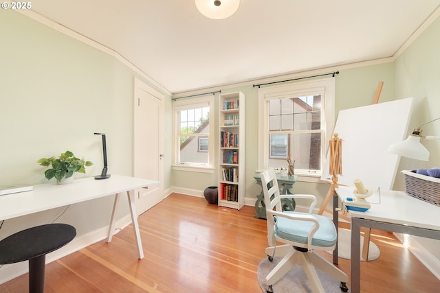 4052 NE 22nd Ave, Portland, OR 97212 - office area featuring light wood-type flooring and crown molding