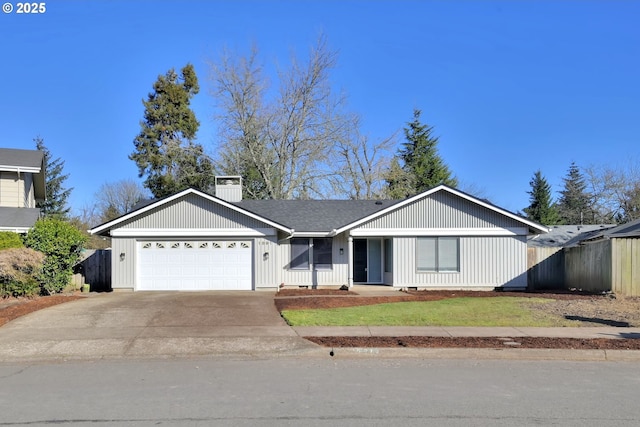 single story home with a garage