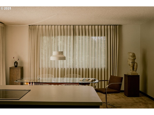 bedroom featuring carpet and a textured ceiling