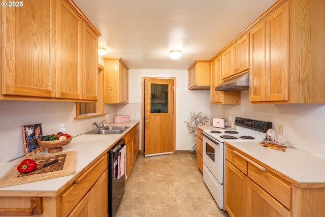 4160 Willhi St, Eugene, OR 97402 - kitchen featuring sink, white range with electric stovetop, and black dishwasher