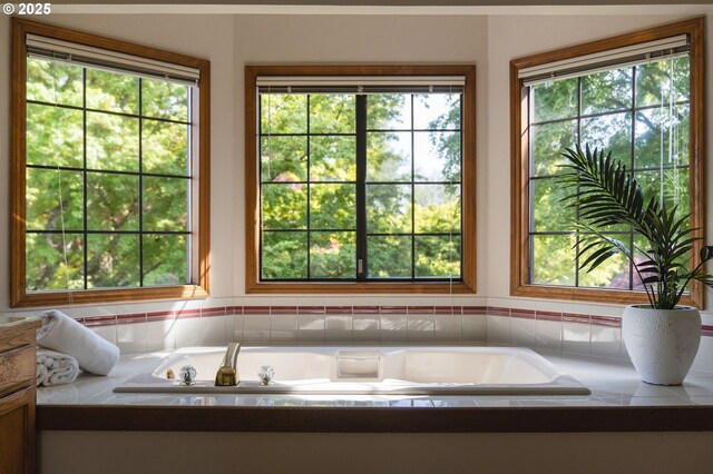 full bath with a bath and plenty of natural light
