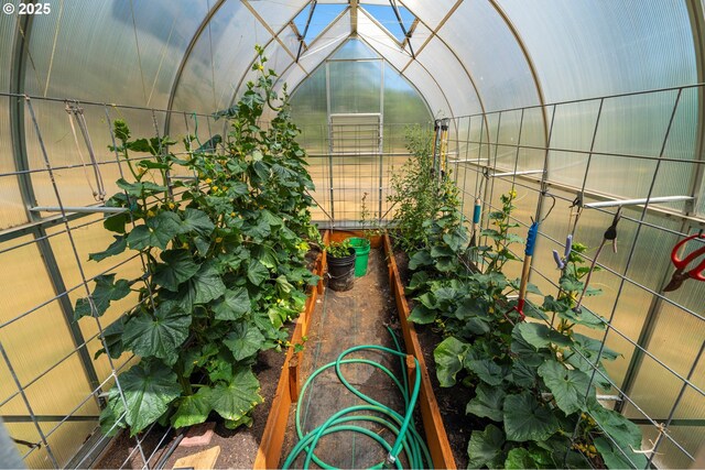 94986 Thetford Ln, Marcola, OR 97454 - exterior view of a greenhouse and a garden