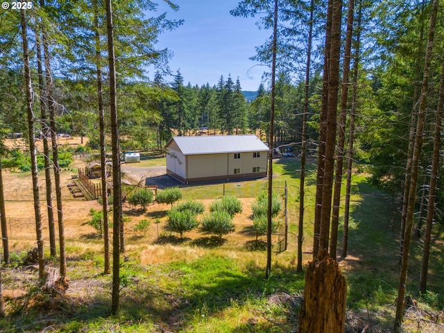94986 Thetford Ln, Marcola, OR 97454 - view of yard with a view of trees and an outdoor structure